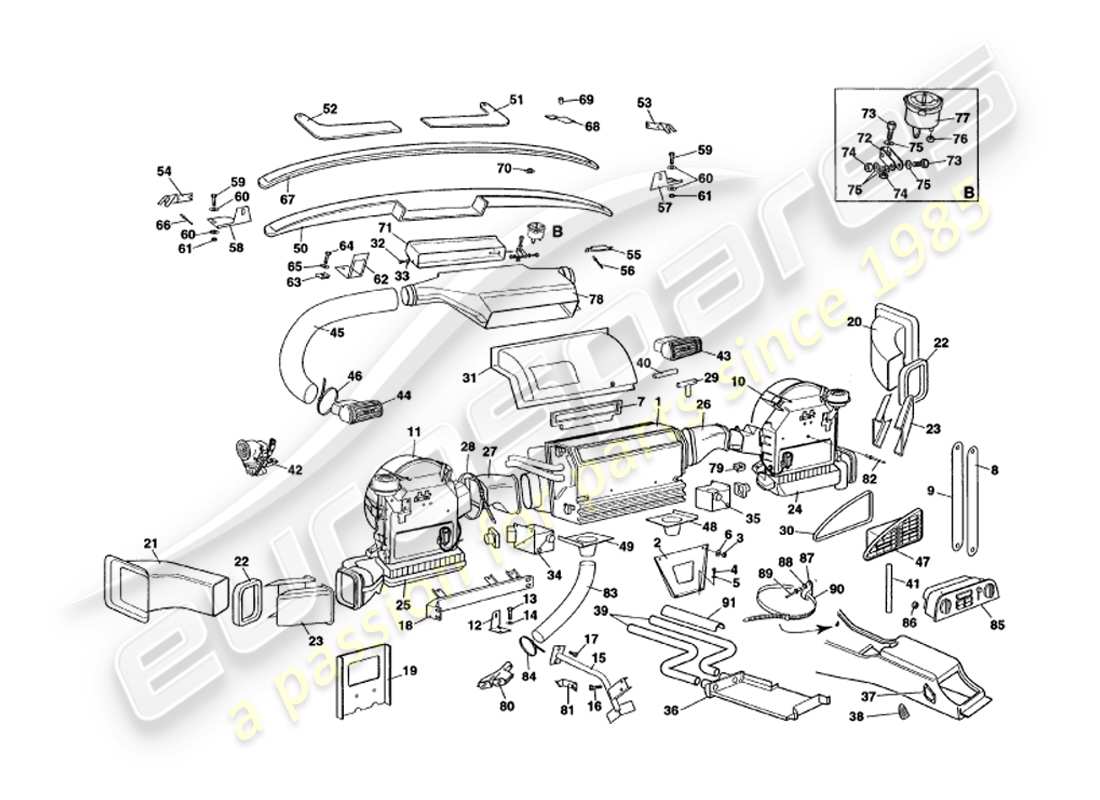 aston martin v8 volante (1999) interior installation part diagram