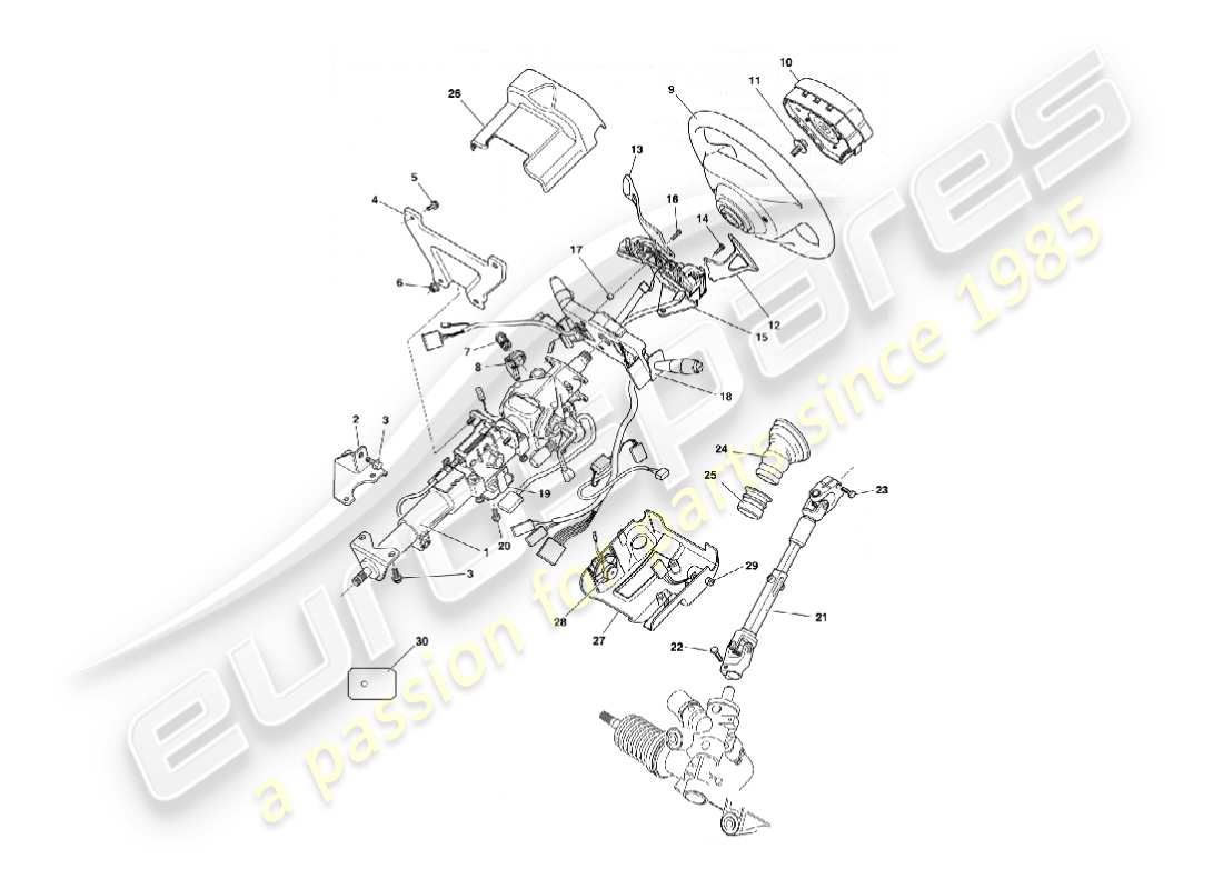 aston martin vanquish (2006) steering column part diagram