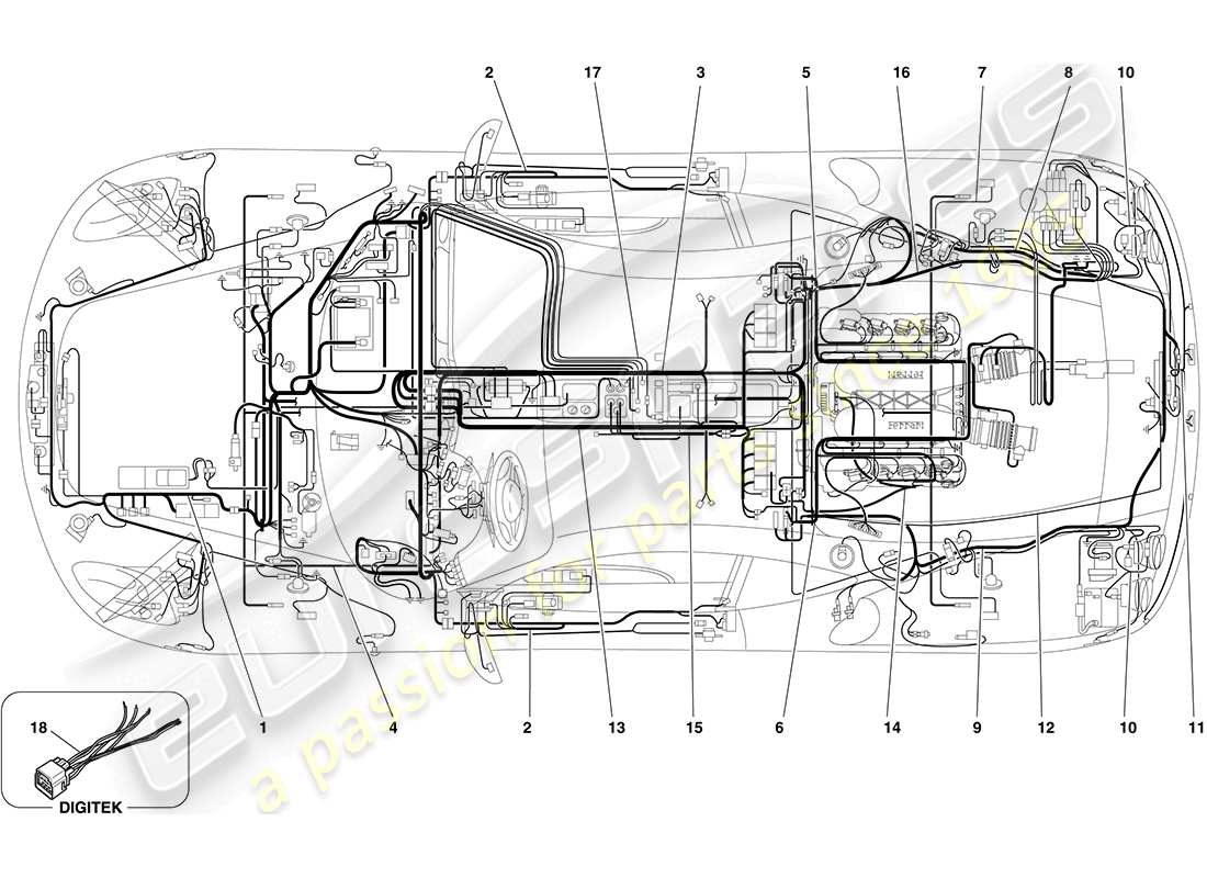 ferrari f430 coupe (rhd) electrical system parts diagram