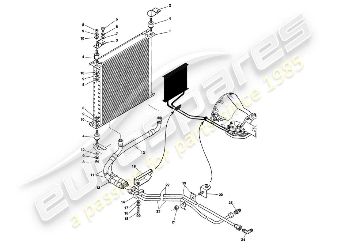 aston martin v8 volante (2000) gearbox cooling part diagram