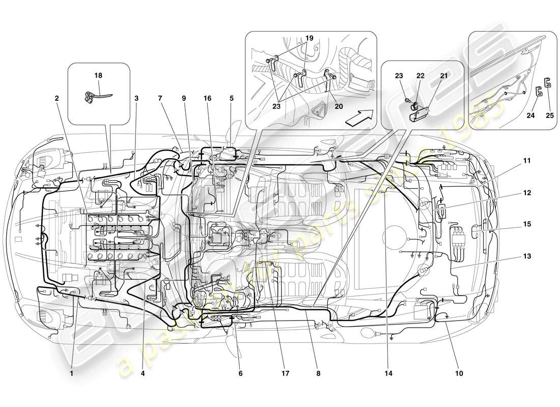 ferrari 599 gtb fiorano (rhd) electrical system part diagram