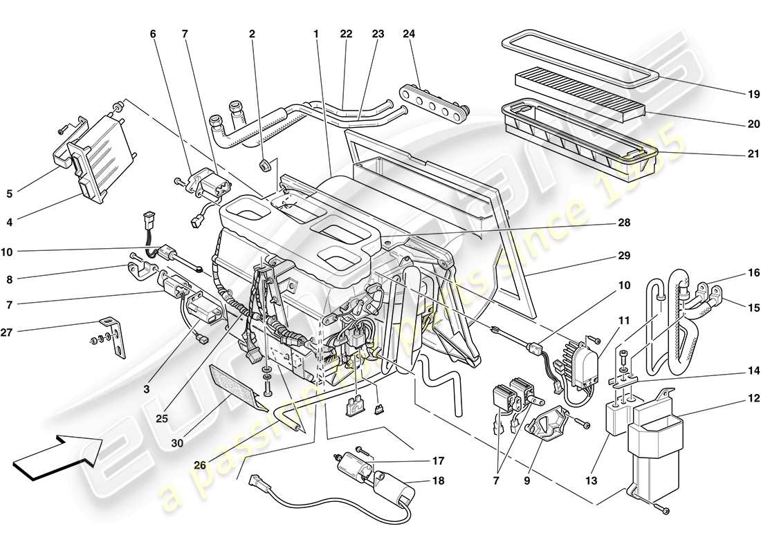 ferrari f430 coupe (usa) evaporator unit parts diagram