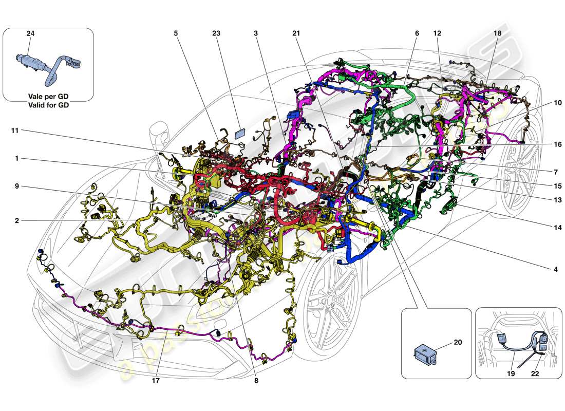 ferrari 488 gtb (rhd) main wiring harnesses parts diagram