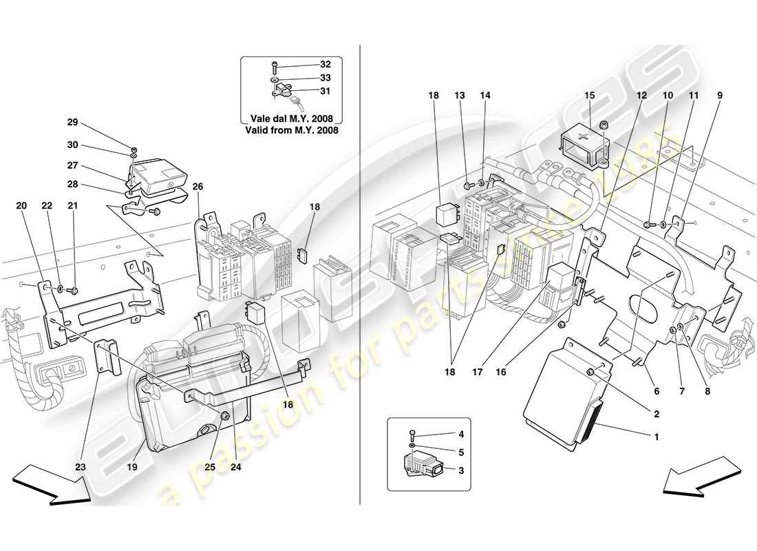 ferrari f430 coupe (rhd) rear passenger compartment ecus parts diagram