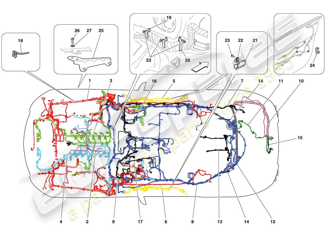 ferrari 599 gto (rhd) electrical system part diagram