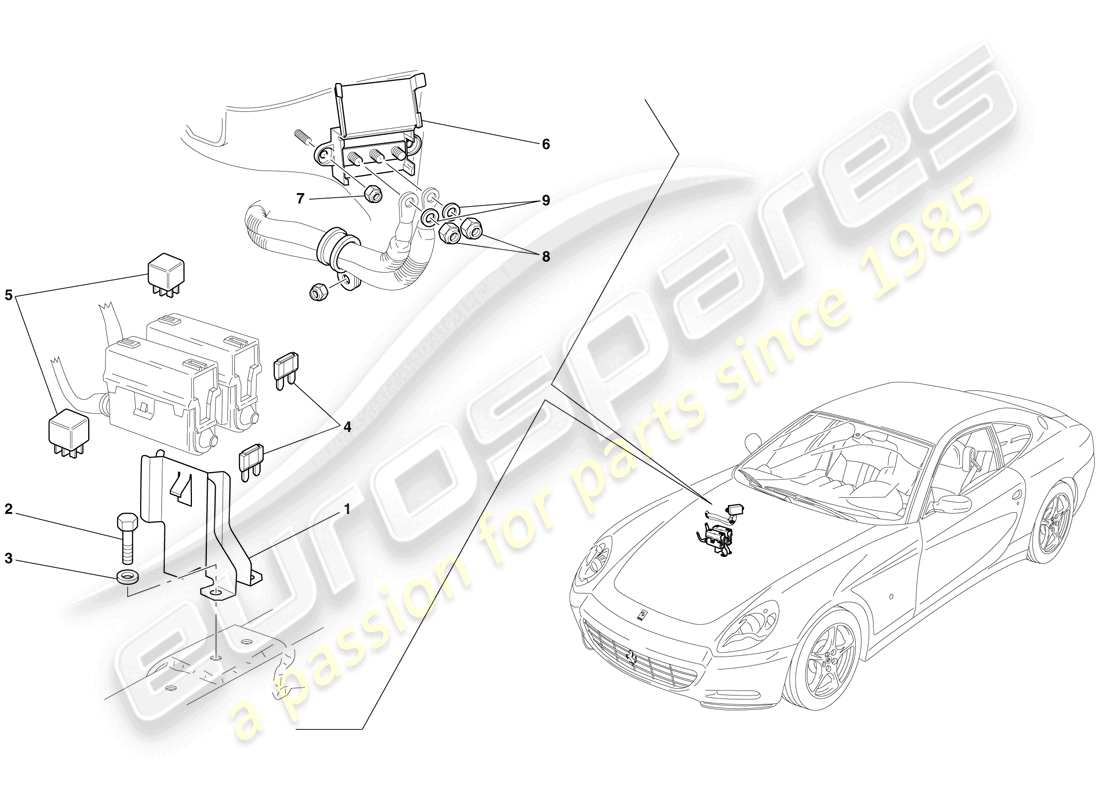 ferrari 612 scaglietti (europe) engine compartment ecus part diagram