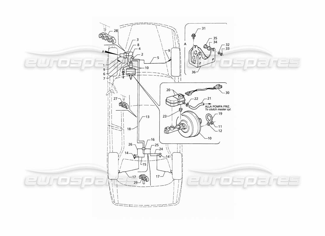 maserati qtp v6 (1996) abs hydraulic brake lines (lhd) parts diagram
