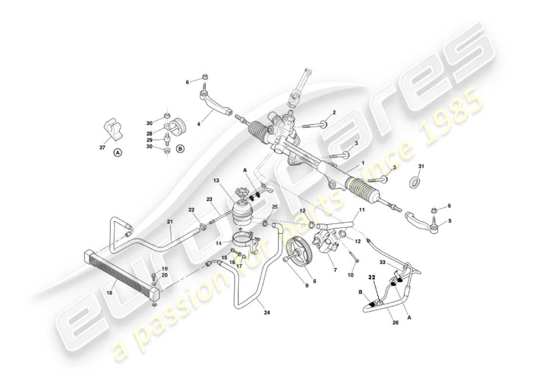 aston martin vanquish (2003) power steering part diagram