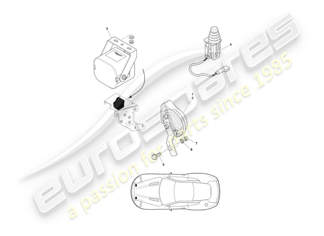 aston martin vanquish (2005) underbonnet components part diagram