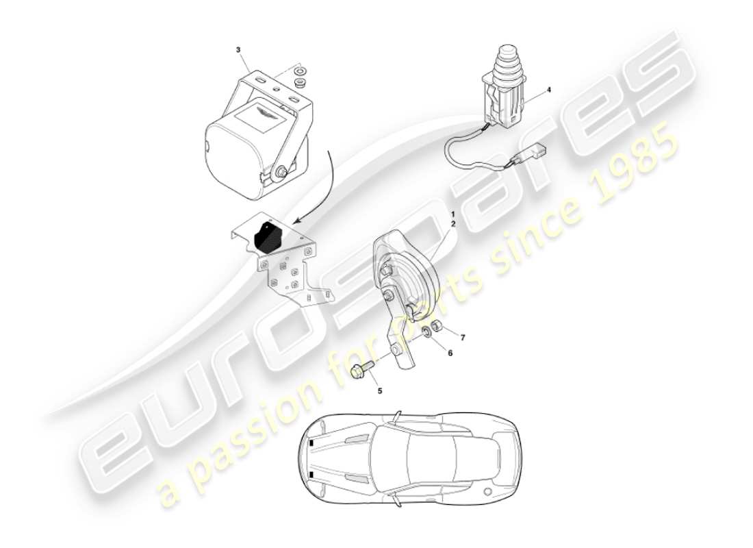 aston martin vanquish (2002) underbonnet components part diagram