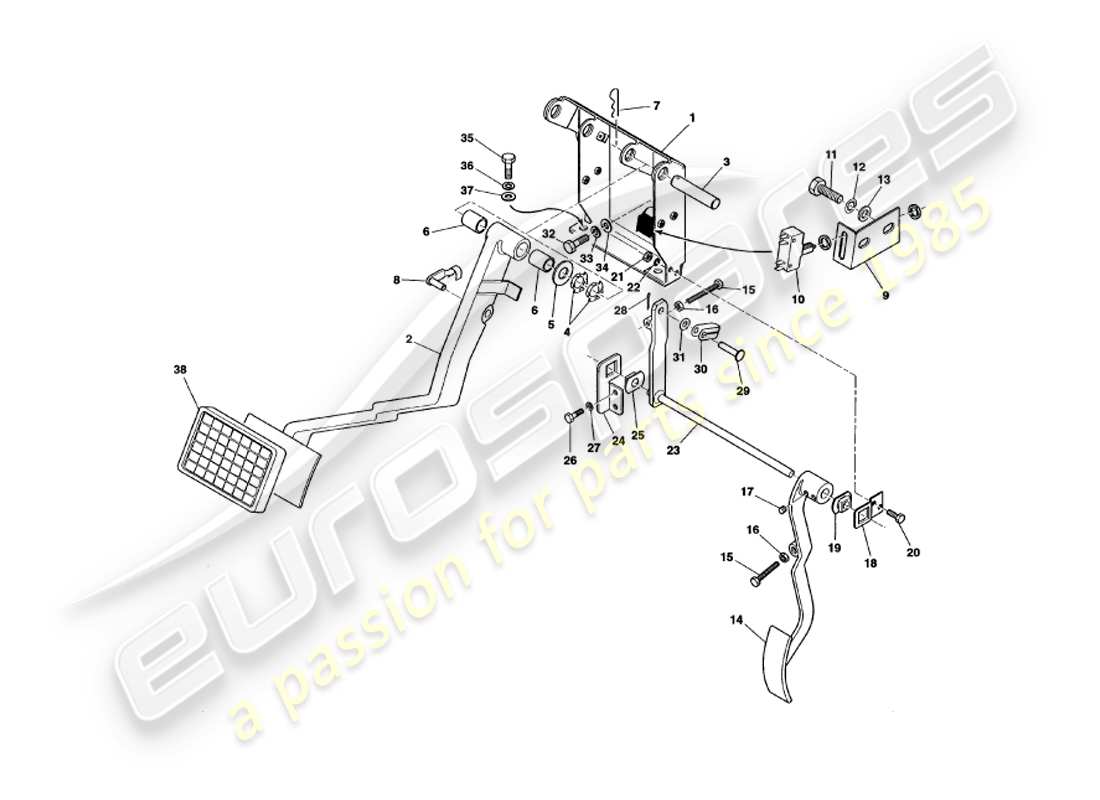 aston martin v8 volante (1997) pedal gear part diagram