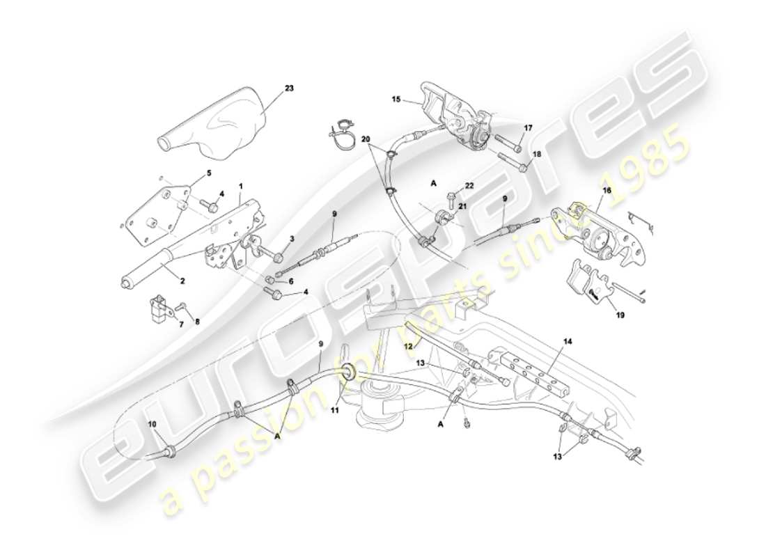 aston martin vanquish (2002) handbrake part diagram