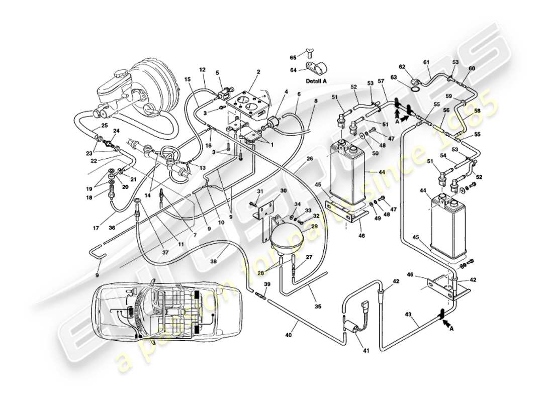 aston martin v8 volante (1998) vacuum system part diagram