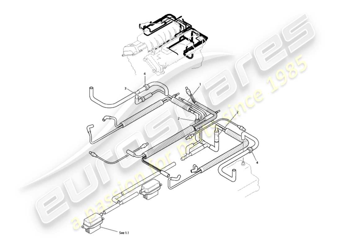 aston martin vanquish (2002) vacuum system, engine part diagram