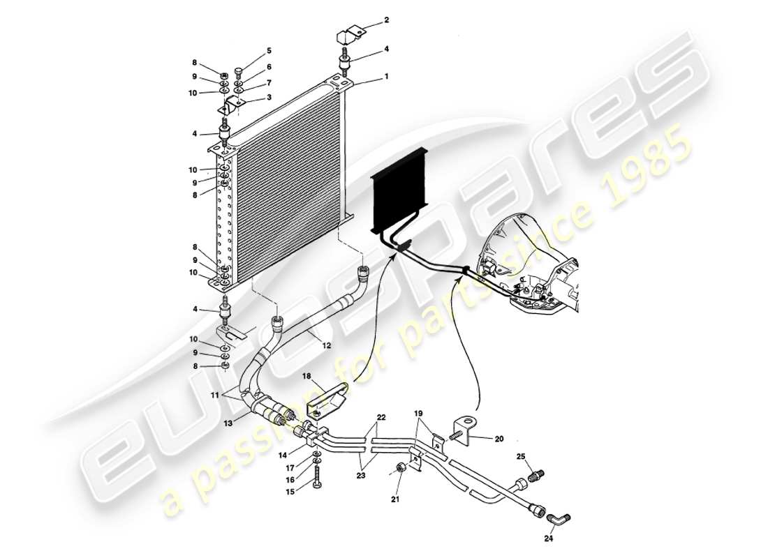 aston martin v8 volante (1998) gearbox cooling part diagram