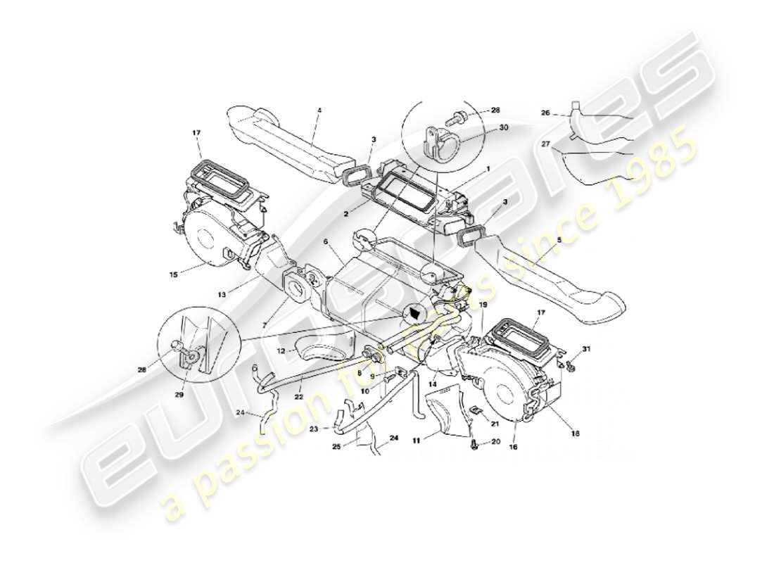 aston martin vanquish (2005) interior installation part diagram