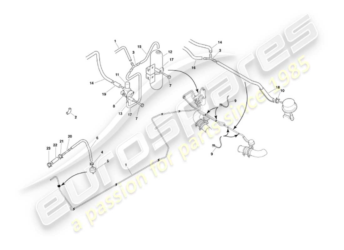 aston martin vanquish (2005) exhaust by-pass system part diagram