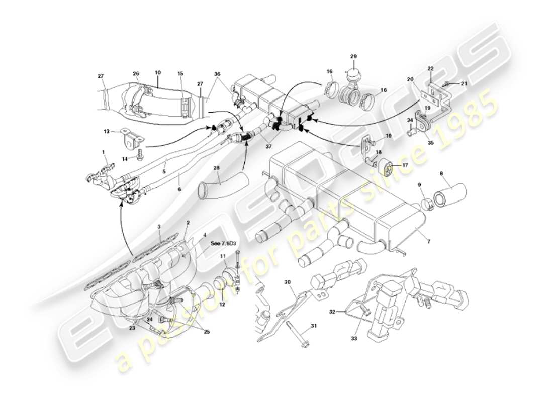 aston martin vanquish (2005) exhaust system part diagram