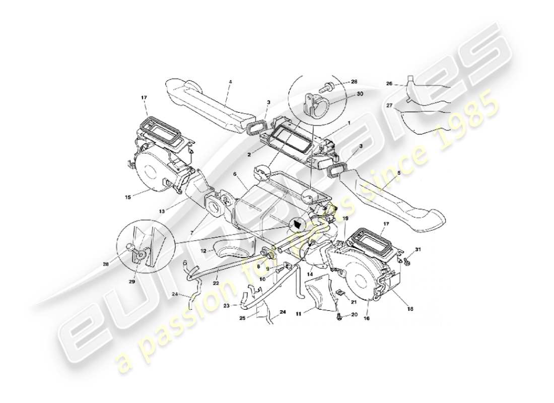 aston martin vanquish (2003) interior installation part diagram