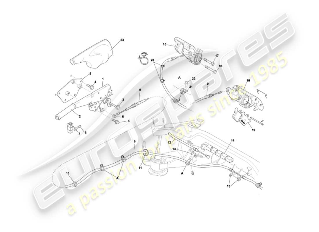 aston martin vanquish (2005) handbrake part diagram