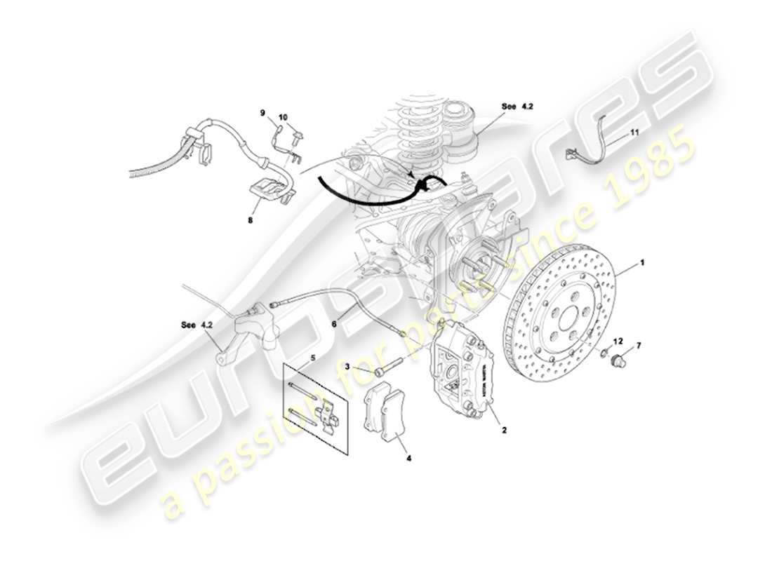 aston martin vanquish (2005) rear brakes part diagram