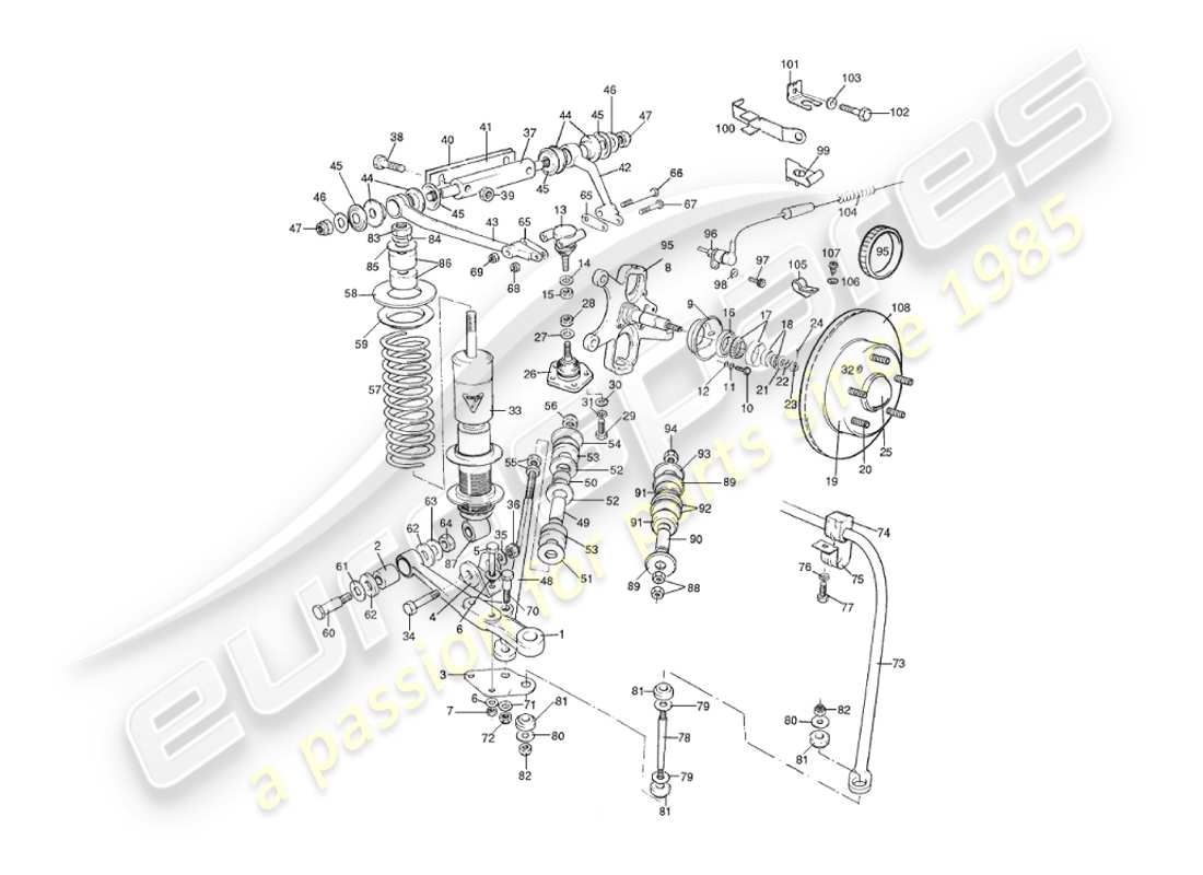 aston martin v8 virage (2000) front suspension part diagram