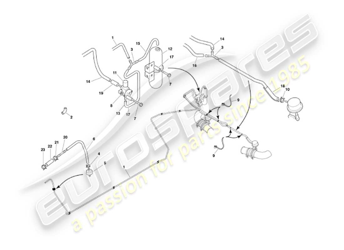 aston martin vanquish (2002) exhaust bypass system part diagram