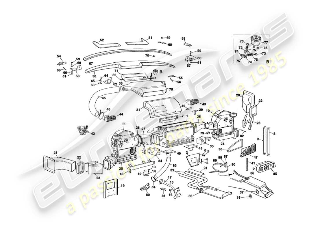 aston martin v8 volante (1998) interior installation part diagram