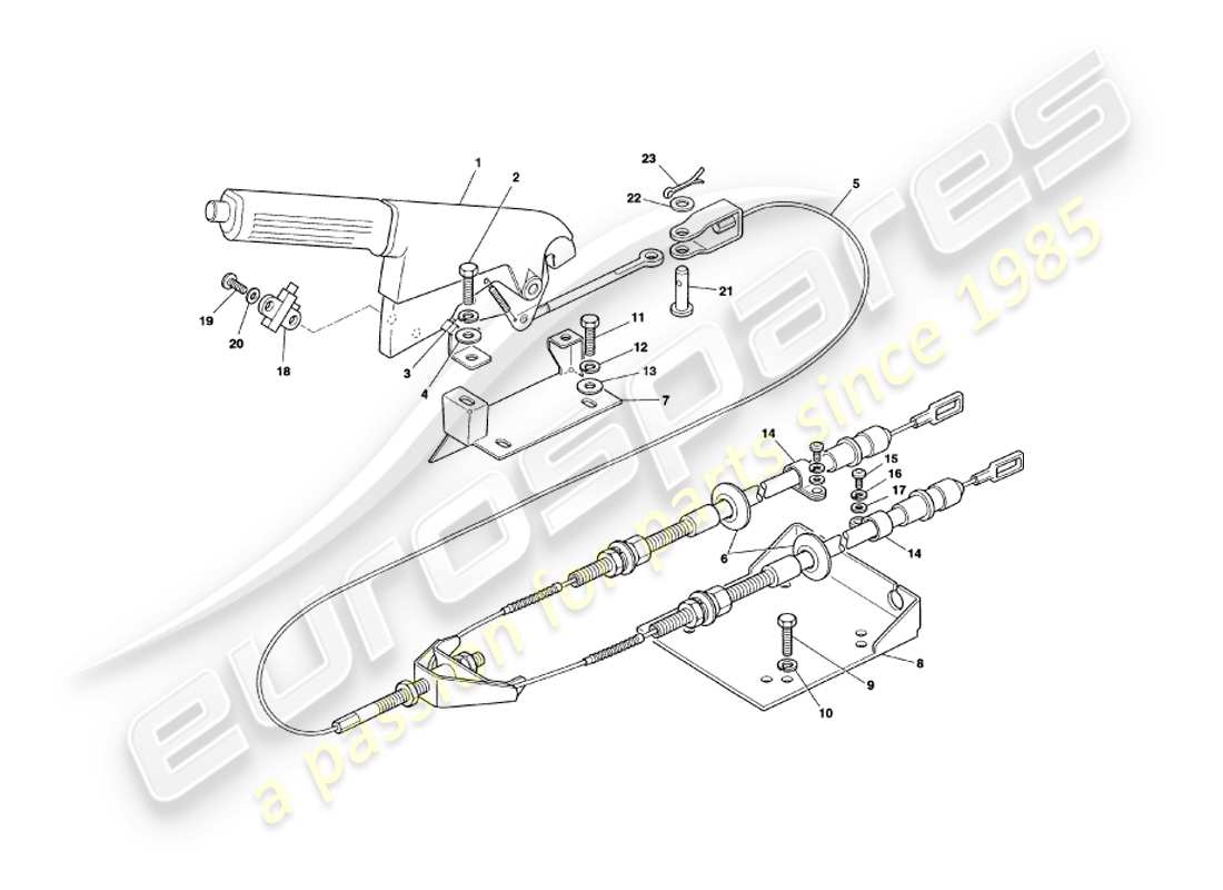 aston martin v8 coupe (2000) handbrake part diagram