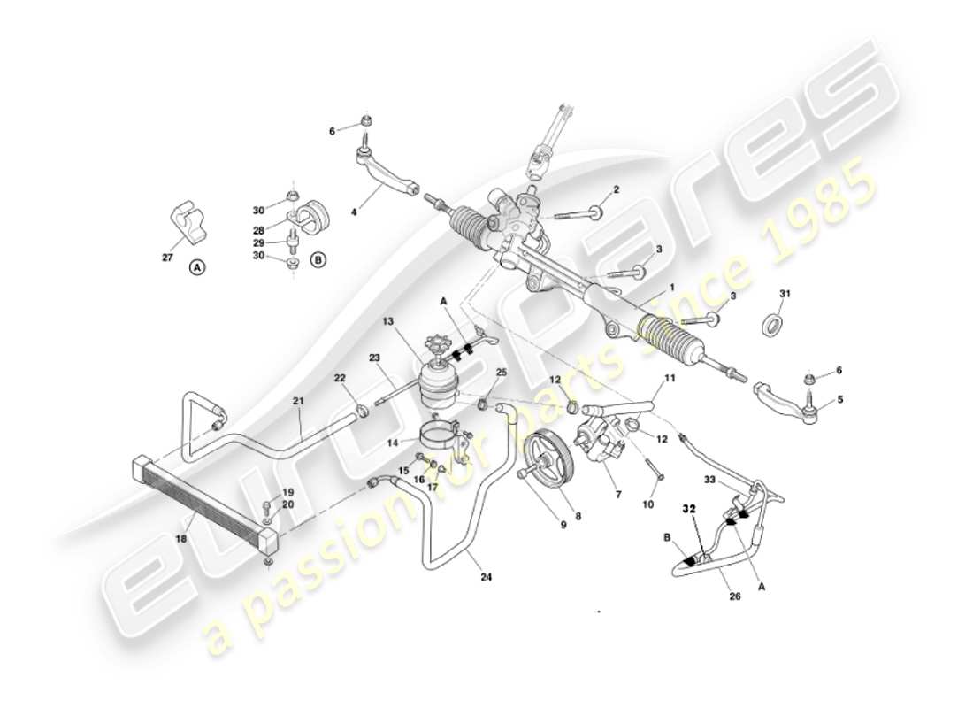 aston martin vanquish (2002) power steering parts diagram