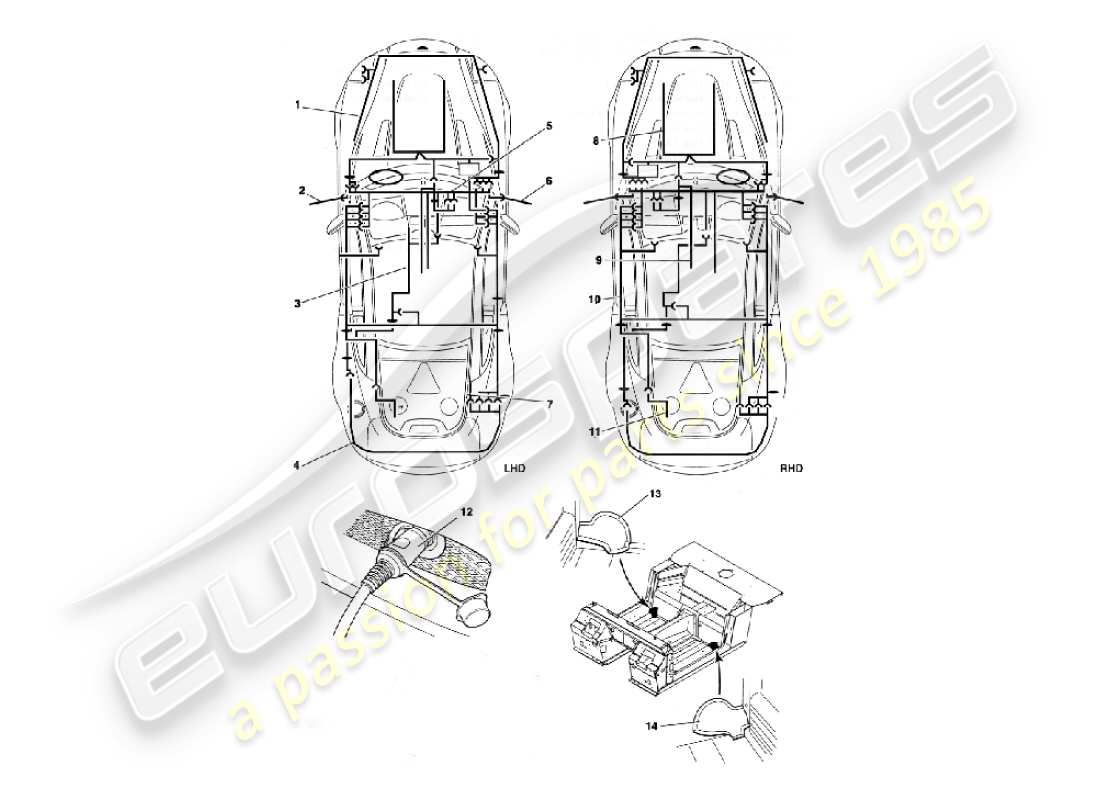 aston martin vanquish (2005) harnesses part diagram