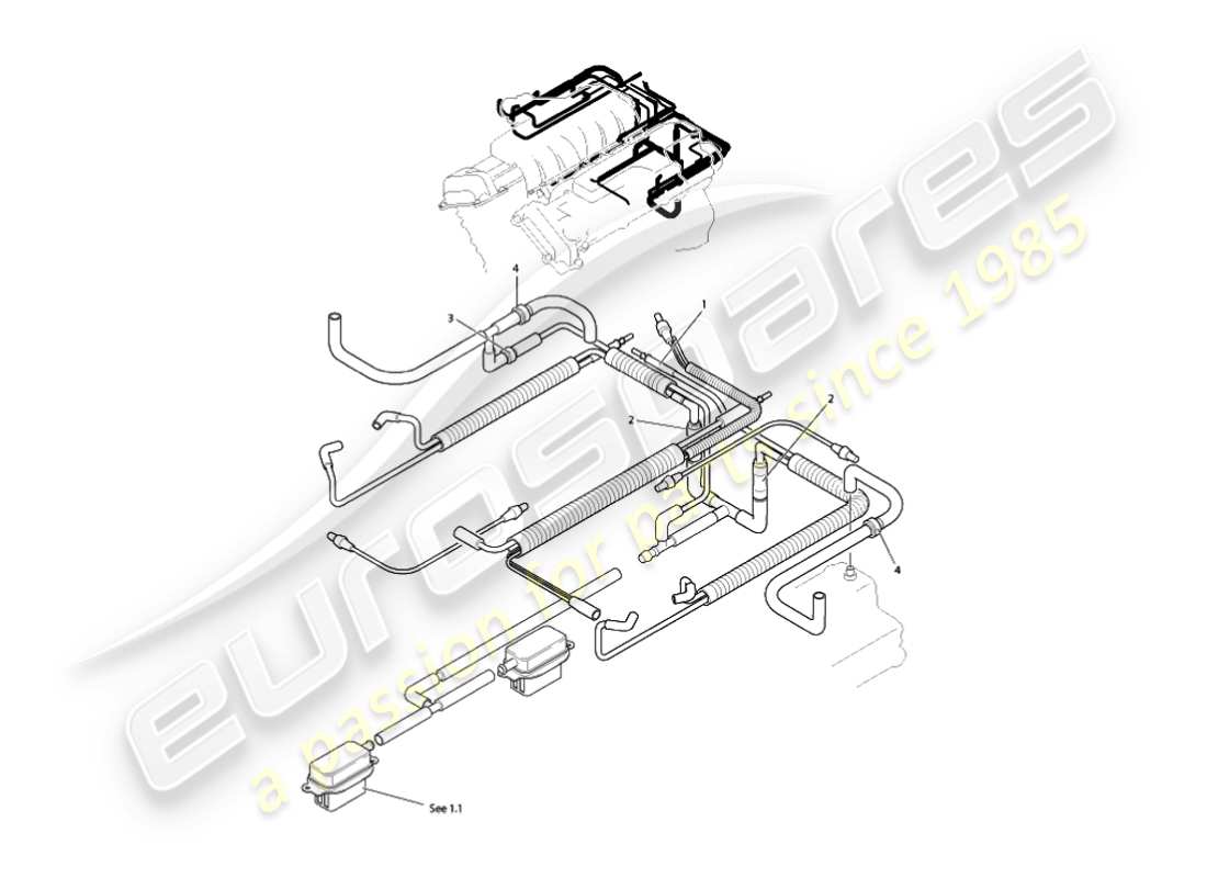 aston martin vanquish (2005) vacuum system, engine part diagram