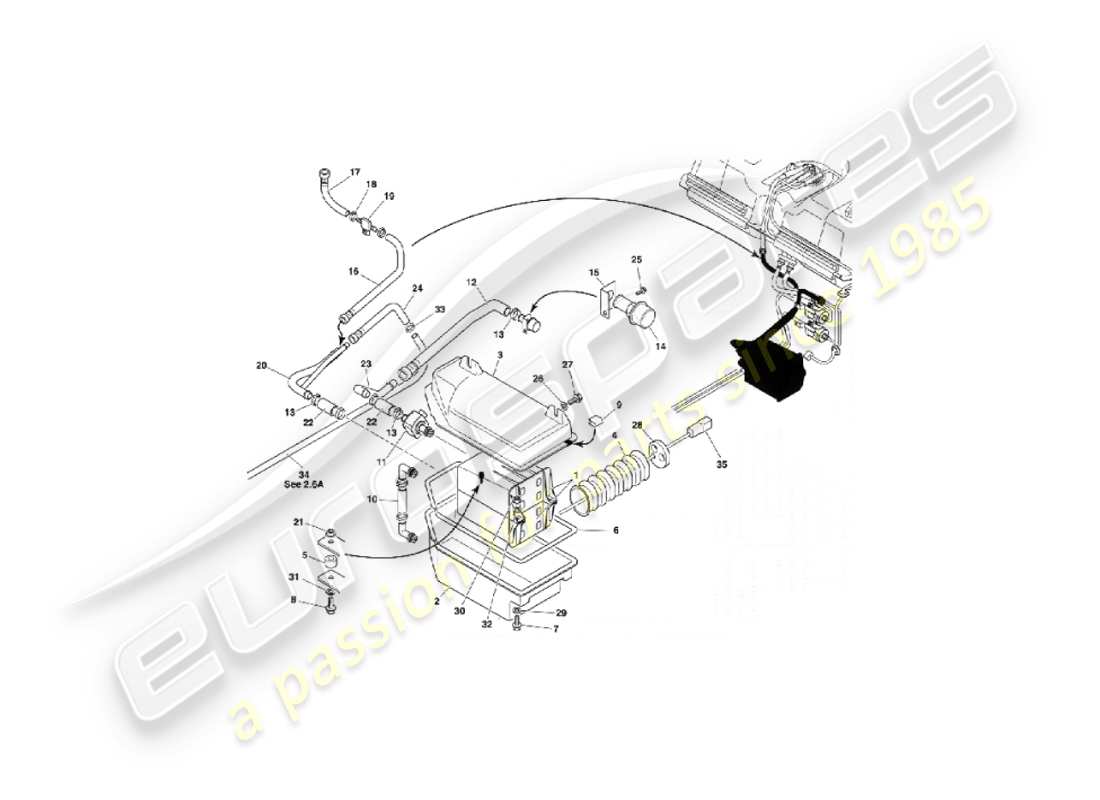 aston martin vanquish (2005) evaporative emission system part diagram