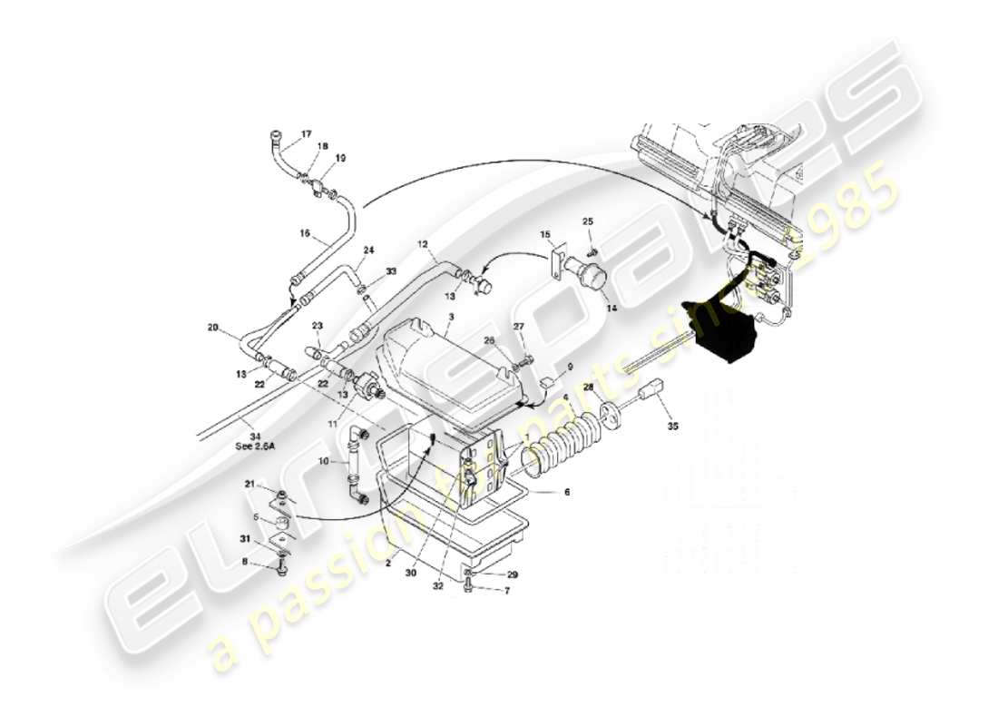 aston martin vanquish (2003) evaporative emission system part diagram