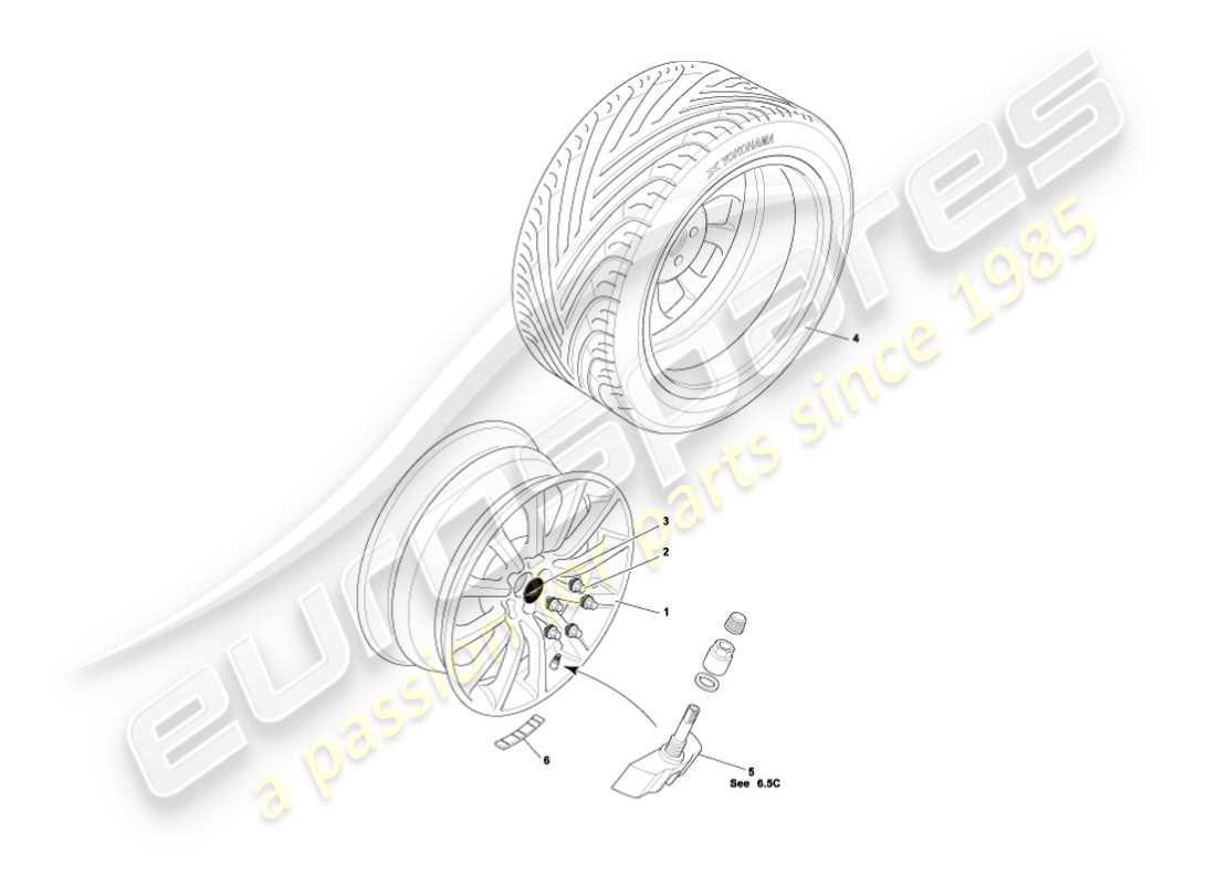 aston martin vanquish (2005) wheels & tyres part diagram