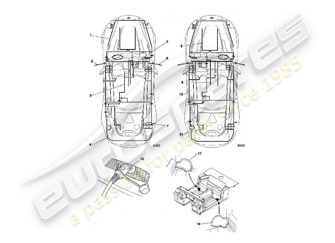 aston martin vanquish (2002) harnesses part diagram