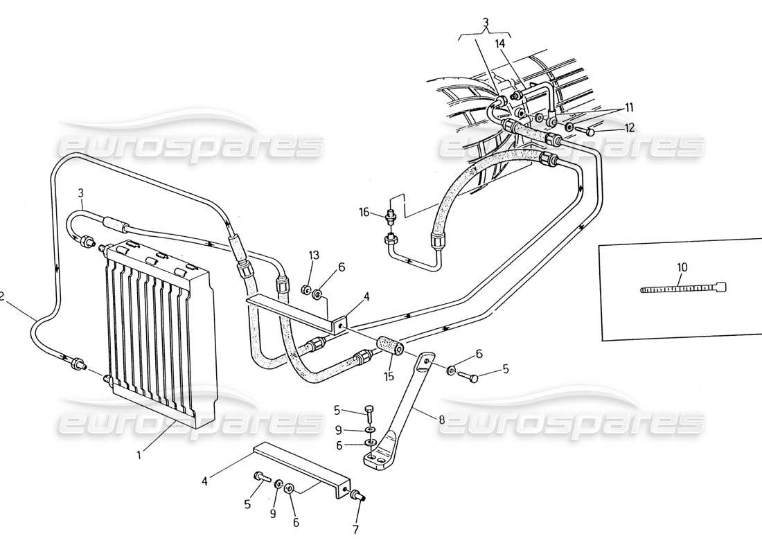 maserati 222 / 222e biturbo oil radiator for automatic transmission (4 hp) part diagram