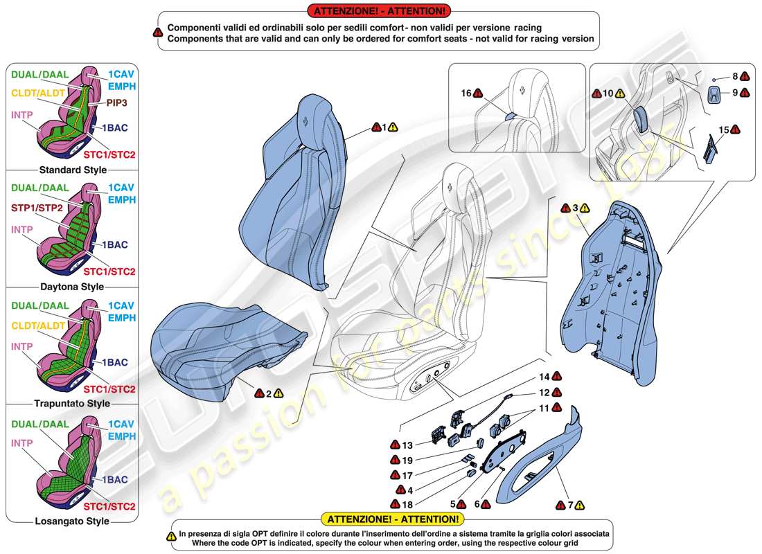 ferrari 812 superfast (europe) front seat - trim and accessories parts diagram