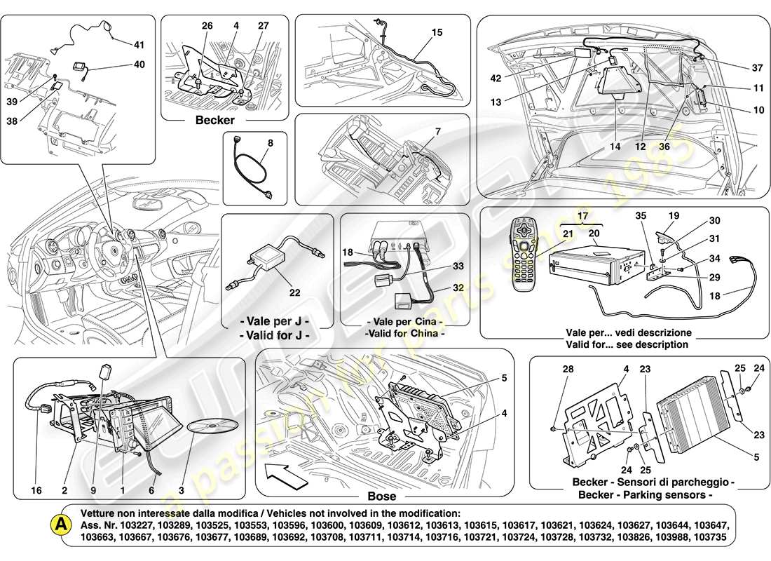 ferrari california (rhd) infotainment system parts diagram