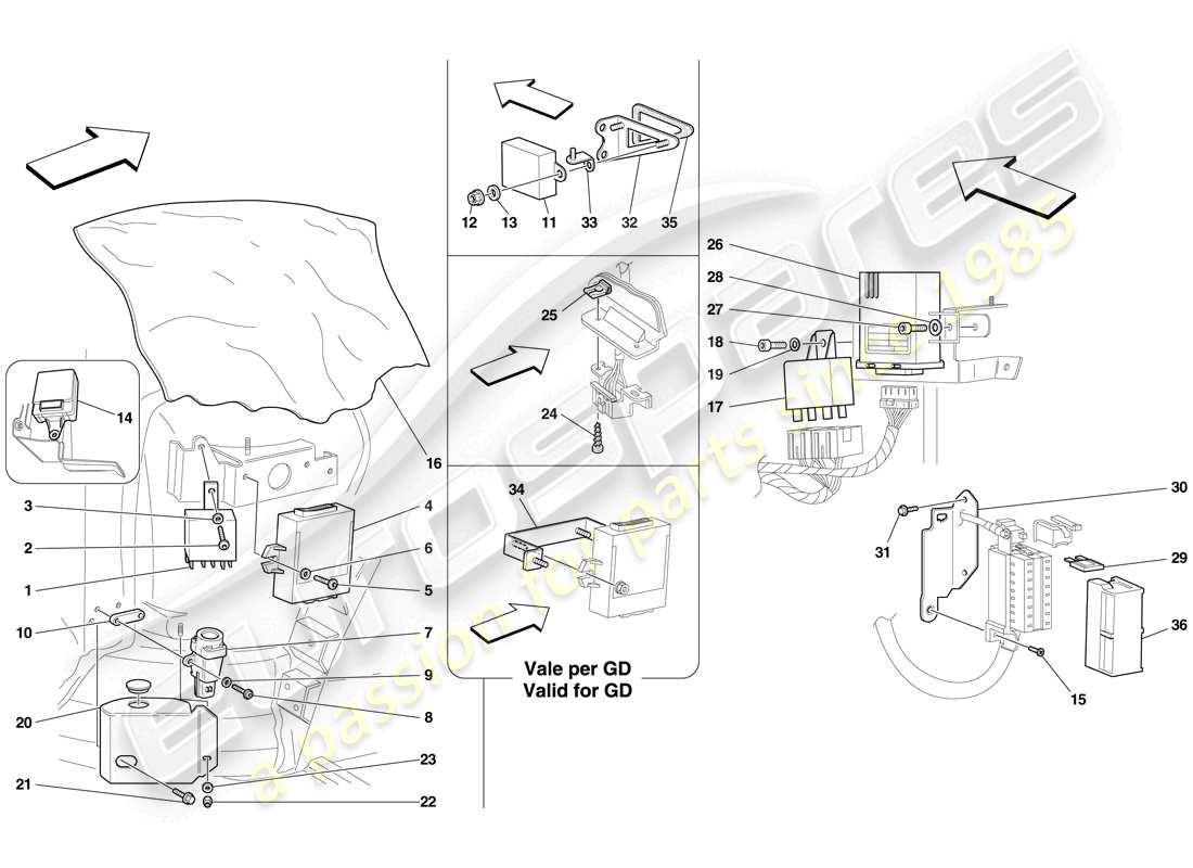 ferrari f430 scuderia spider 16m (europe) front passenger compartment ecus part diagram