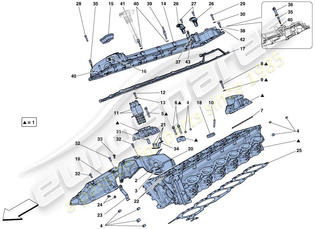 ferrari 812 superfast (europe) right hand cylinder head parts diagram