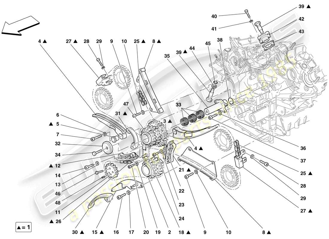 ferrari f430 scuderia (usa) timing system - drive parts diagram