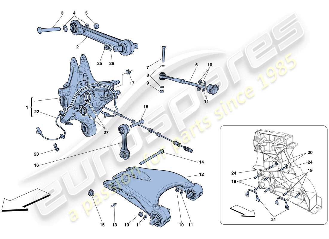 ferrari 458 speciale (usa) rear suspension - arms parts diagram