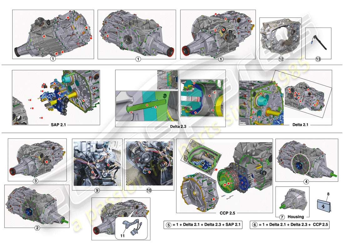 ferrari california t (rhd) gearbox repair kit part diagram