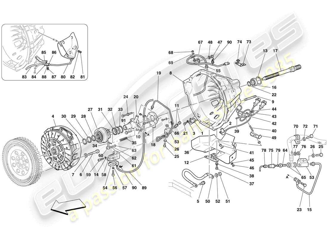 ferrari 612 scaglietti (rhd) clutch and controls parts diagram