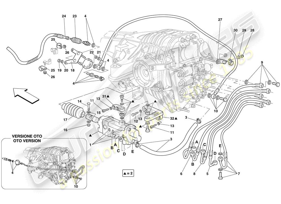 ferrari 612 sessanta (europe) f1 clutch hydraulic control parts diagram