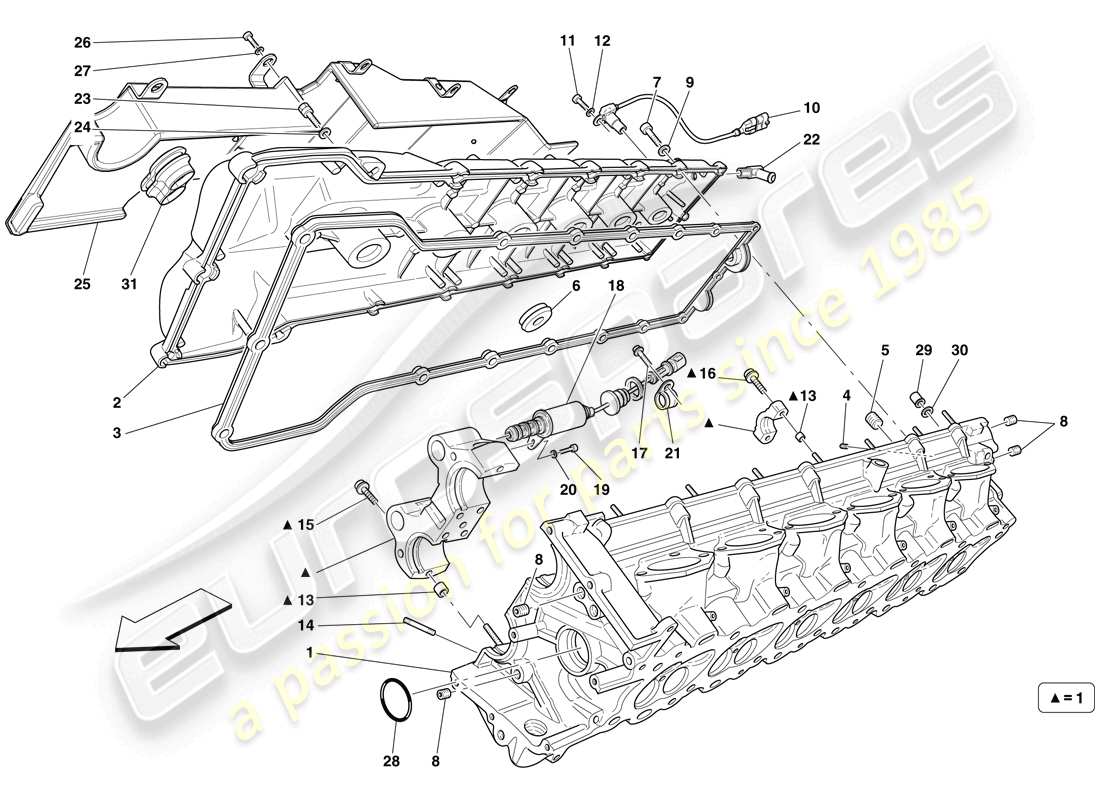 ferrari 599 gto (rhd) right hand cylinder head part diagram