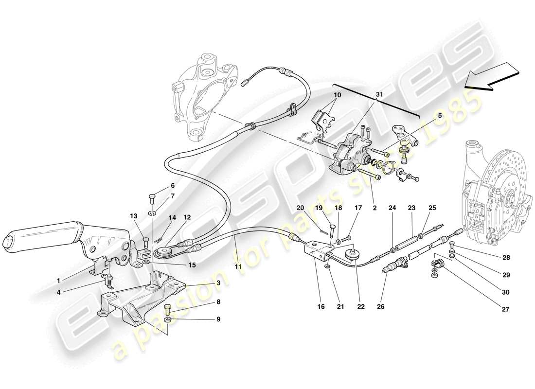 ferrari f430 spider (europe) parking brake control part diagram