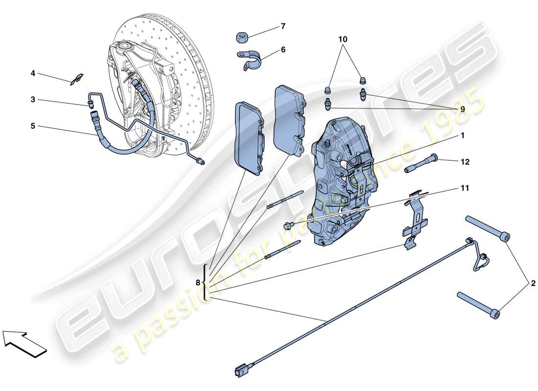 ferrari gtc4 lusso (usa) front brake callipers parts diagram