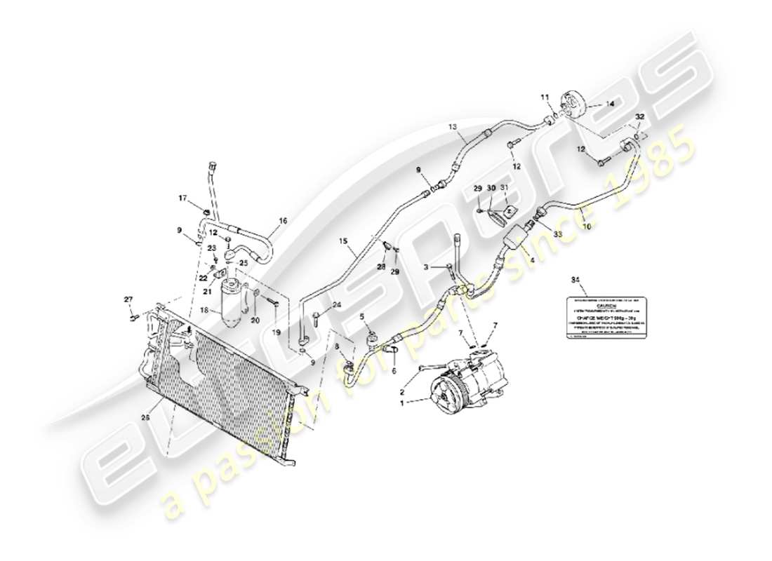 aston martin vanquish (2007) engine compartment installation part diagram